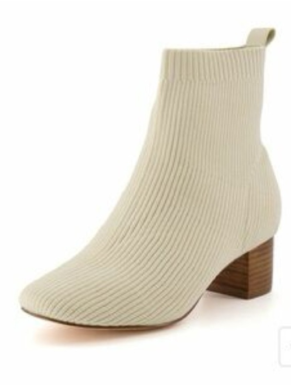 Joie Ribbed Knit Ankle Bootie in Cream
